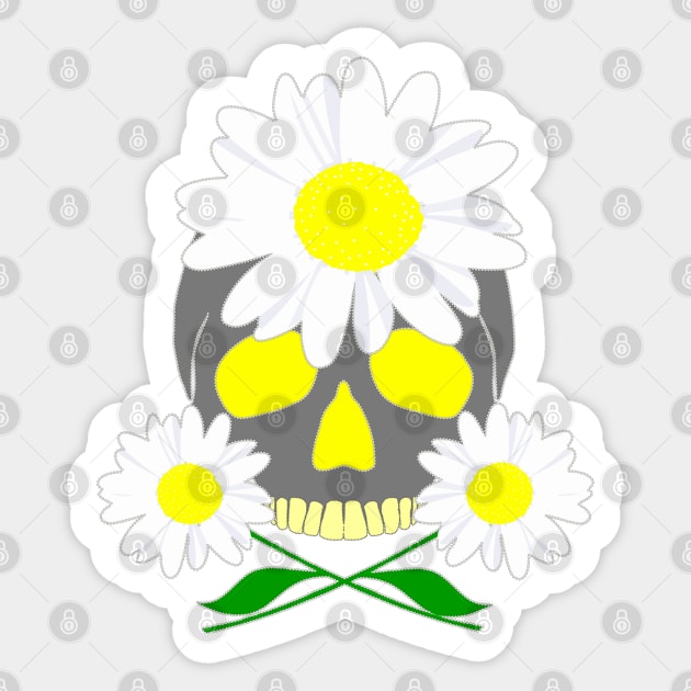 Daisy Flower Skull Sticker by Nuletto